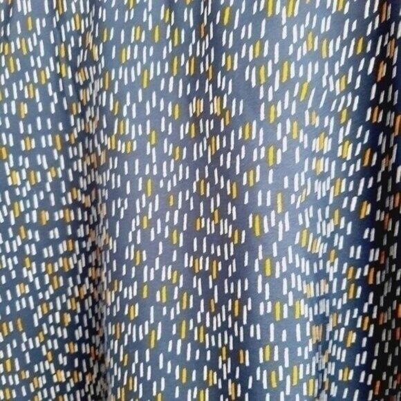 YUMI | Fit & Flare Short Slv Summer Tea Dress Navy Blue Yellow & White Sz 10 L - Picture 4 of 16